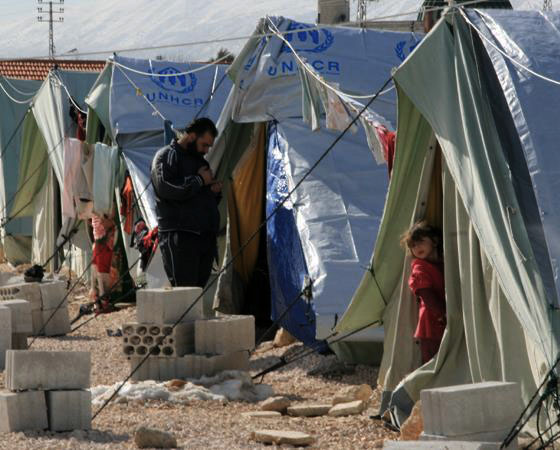 A man in a Syrian refugee camp