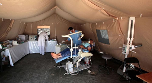 A hospital in a refugee camp
