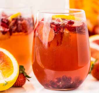 A cup of Champage Sangria