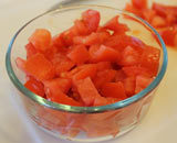 A bowl of diced tomatoes